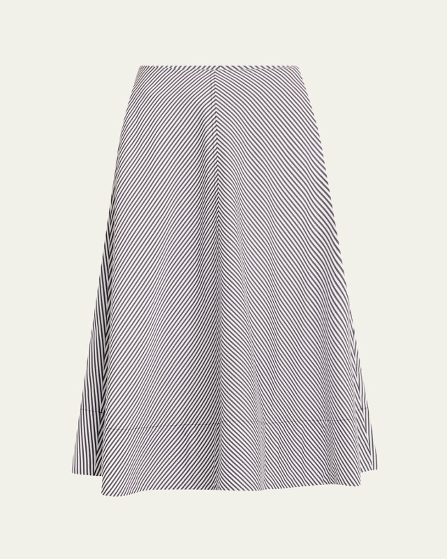 Knox Striped Low-Slung Midi Circle Skirt